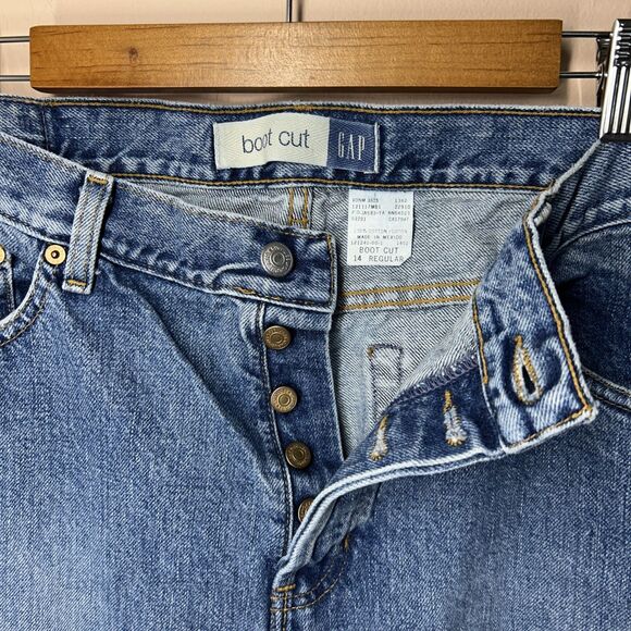 GAP Boot Cut / Vintage MOM High Rise Button Fly Denim Blue Jeans / 14 Reg - Picture 3 of 6